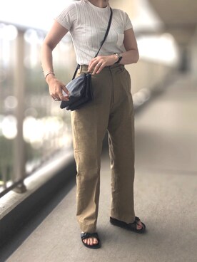 「THE SHINZONE（ザ　シンゾーン）のハイウエストチノパンツ（チノパンツ）」を使った、KIKIさん（レディース・157cm）の春コーディネート