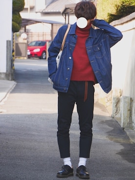 「TOMMY HILFIGER（トミーヒルフィガー）のアイテム（レッグウェア）」を使った、Ryotaさん（メンズ・176cm）の冬コーディネート