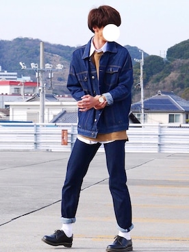 「ビッグシャツ」｜「アイテム（デニムジャケット）」を使った、Ryotaさん（メンズ・176cm）の春コーディネート