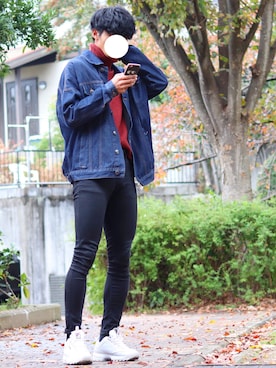 「Right-on（ライトオン）のアイテム（ニット/セーター）」を使った、Ryotaさん（メンズ・176cm）の秋コーディネート