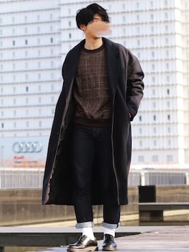 「unrelaxing（アンリラクシング）のアイテム（ジャケット/アウター）」を使った、Ryotaさん（メンズ・176cm）の冬コーディネート