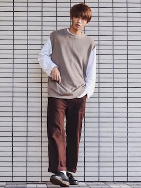 ベストを使った オールgu のメンズ人気ファッションコーディネート Wear