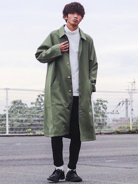 「アイテム（ステンカラーコート）」を使った、Ryotaさん（メンズ・176cm・20代）の秋コーディネート