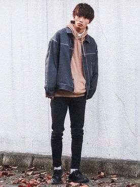 「ステッチ」｜「アイテム（ブルゾン）」を使った、Ryotaさん（メンズ・176cm）の秋コーディネート