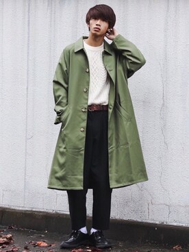 「アイテム（ステンカラーコート）」を使った、Ryotaさん（メンズ・176cm・20代）の秋コーディネート