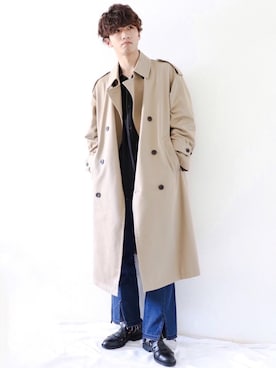 「JUNRED（ジュンレッド）のアイテム（トレンチコート）」を使った、Ryotaさん（メンズ・176cm）の冬コーディネート