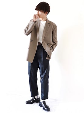 「ダブルジャケット」｜「アイテム（その他アウター）」を使った、Ryotaさん（メンズ・176cm）の春コーディネート