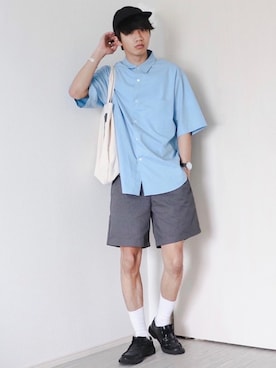 「RAGEBLUE（レイジブルー）のアイテム（トートバッグ）」を使った、Ryotaさん（メンズ・176cm）の夏コーディネート