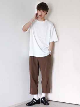 「JUNRED（ジュンレッド）の【AIR DRY/エアドライ】ワイドパンツ（その他パンツ）」を使った、Ryotaさん（メンズ・176cm）の夏コーディネート