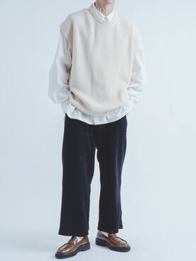 「epnok（エプノック）のアイテム（ベスト）」を使った、Ryotaさん（メンズ・176cm）の秋コーディネート