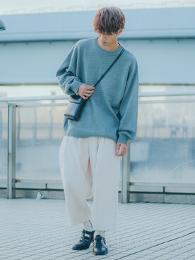 「epnok（エプノック）のアイテム（ニット/セーター）」を使った、Ryotaさん（メンズ・176cm）の秋コーディネート