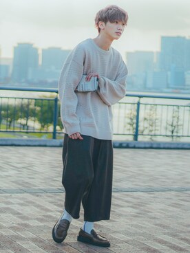 「epnok（エプノック）のアイテム（ニット/セーター）」を使った、Ryotaさん（メンズ・176cm）の秋コーディネート