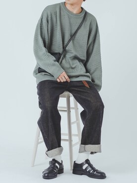 「epnok（エプノック）のアイテム（ニット/セーター）」を使った、Ryotaさん（メンズ・176cm）の秋コーディネート