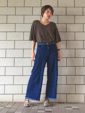「切りっぱなし」｜「アイテム（パンプス）」を使った、さこさん（レディース・162cm）の秋コーディネート