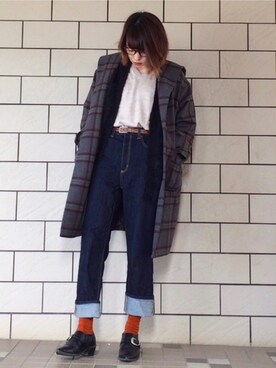 「フードコート」｜「アイテム（ブーティ）」を使った、さこさん（レディース・162cm）の冬コーディネート