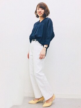 「ハイウエストストレートジーンズ」｜さこさん（レディース・162cm）の春コーディネート