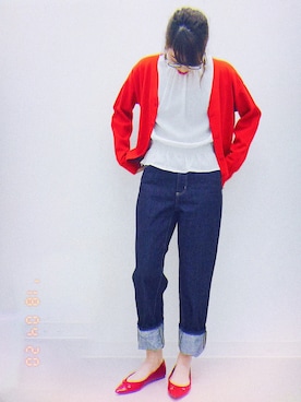 「フリルトップス」｜さこさん（レディース・162cm）の春コーディネート