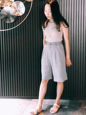 「五分褲」｜GREEN GREEN🇹🇼さん（レディース・162cm）の夏コーディネート