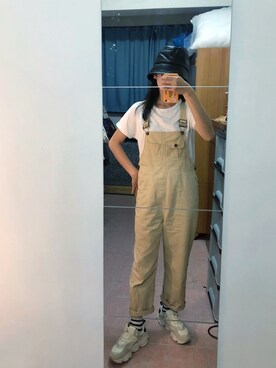 「FILA」｜「アイテム（オールインワン・サロペット）」を使った、GREEN GREEN🇹🇼さん（レディース・162cm）の秋コーディネート