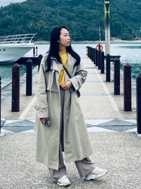 「MEIER.Q（マイヤーキュー）のアイテム（トレンチコート）」を使った、GREEN GREEN🇹🇼さん（レディース・162cm）の冬コーディネート