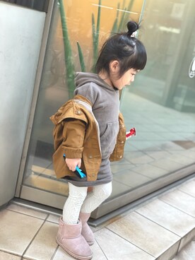 「アイテム（マウンテンパーカー）」を使った、 MIKOさん（キッズ・90cm）の冬コーディネート