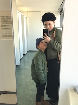 「EVRIS（エヴリス）のアイテム（MA-1）」を使った、mayu☺︎さん（レディース・160cm）の冬コーディネート