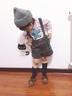 「GLOBAL WORK（グローバルワーク）のアイテム（オールインワン・サロペット）」を使った、woitempoさん（キッズ・90cm）の冬コーディネート