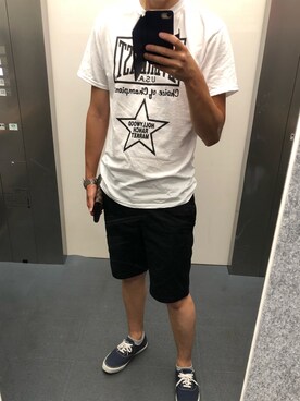 「SHIPS JET BLUE（シップスジェットブルー）のアイテム（スニーカー）」を使った、うーさん（メンズ・177cm）の夏コーディネート