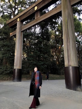 「JOHN LAWRENCE SULLIVAN（ジョンローレンスサリバン）のアイテム（チェスターコート）」を使った、Chisato さん（レディース・166cm）の冬コーディネート
