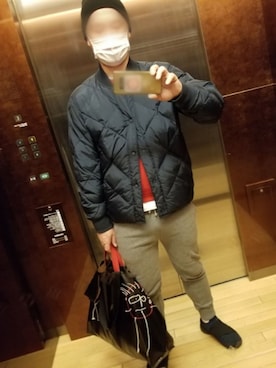 「UNIQLO（ユニクロ）のアイテム（ナイロンジャケット、ブルー系）」を使った、KEITAさん（173cm）の冬コーディネート