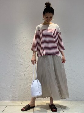 「シアー素材」｜「アイテム（その他アウター）」を使った、ogaさん（レディース・168cm）の春コーディネート
