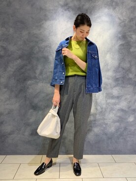 「Tシャツ/カットソー」｜「アイテム（デニムジャケット）」を使った、ogaさん（レディース・168cm）の夏コーディネート