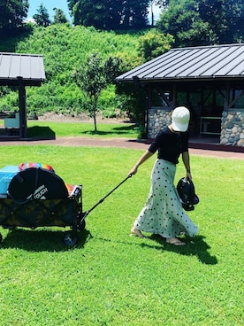 「BBQ」｜「アイテム（ビーチサンダル）」を使った、kiyoさん（レディース・159cm）の夏コーディネート