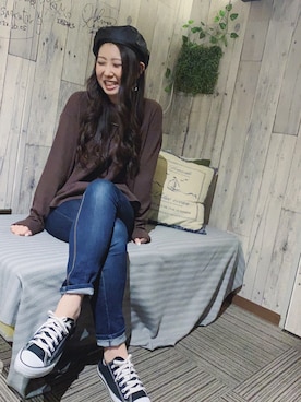 「FREE'S MART（フリーズマート）のアイテム（ハンチング/ベレー帽）」を使った、om! :)さん（レディース・171cm）の冬コーディネート