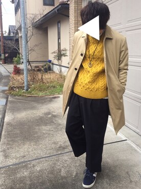 「アイテム（ステンカラーコート）」を使った、Kazukiさん（メンズ・168cm・10代）の冬コーディネート
