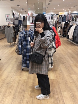「SLY（スライ）のアイテム（ピーコート）」を使った、荒荒堡さん（レディース・157cm）の秋コーディネート
