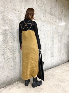 「メロートップス」｜「アイテム（ブーツ）」を使った、eRIさん（レディース・167cm）の秋コーディネート