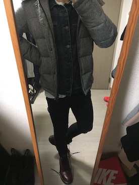 「MK MICHEL KLEIN HOMME （エムケーミッシェルクランオム）のアイテム（ダウンジャケット/コート）」を使った、Y-U-Nさん（メンズ・169cm）の春コーディネート