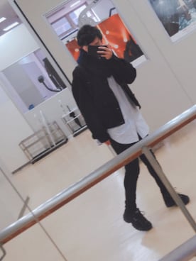 「アイテム（ストール/ショール、ブルー系）」を使った、なーかわさん（メンズ・166cm）の冬コーディネート