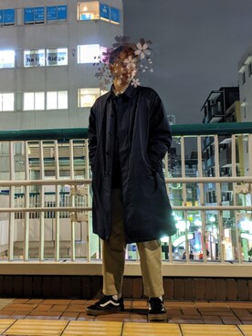 「アイテム（ステンカラーコート）」を使った、なーかわさん（メンズ・165cm・20代）の秋コーディネート