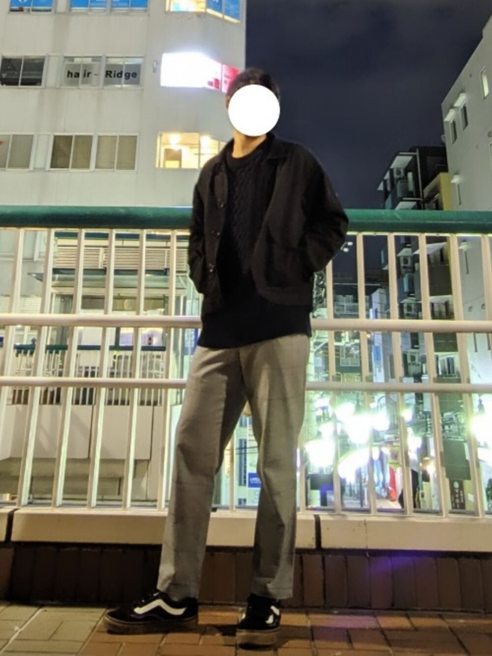 「おしゃれさんと繋がりたい、冬コーデ、秋コーデ、いいね、save、フォローお願いします🤑、ニット、低身長、VANS、チェック、カバーオール、年末WEAR感謝祭」｜「GLOBAL WORKの3ゲージケーブルニットプルオーバー/776051（ニット/セーター、ブルー系）」を使った、なーかわさん（メンズ・165cm）の冬コーディネートの1枚目の写真