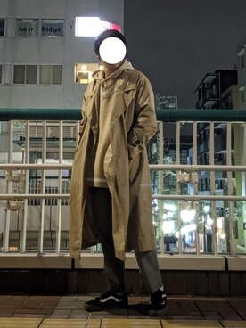 「kutir（クティール）のアイテム（トレンチコート）」を使った、なーかわさん（メンズ・165cm）の冬コーディネート