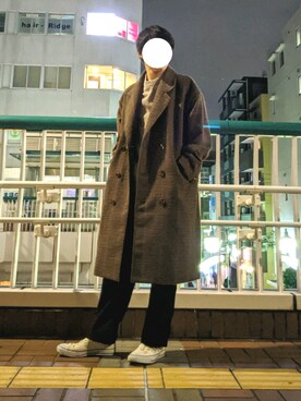 「kutir（クティール）のアイテム（チェスターコート）」を使った、なーかわさん（メンズ・165cm）の冬コーディネート