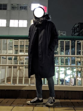「アイテム（ステンカラーコート）」を使った、なーかわさん（メンズ・165cm・20代）の冬コーディネート