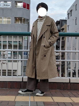 「kutir（クティール）のアイテム（トレンチコート）」を使った、なーかわさん（メンズ・165cm）の冬コーディネート