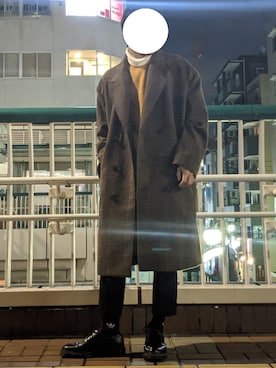 「kutir（クティール）のアイテム（チェスターコート）」を使った、なーかわさん（メンズ・165cm）の春コーディネート