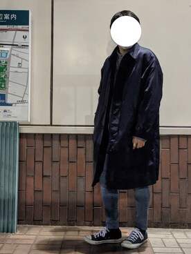 「アイテム（ステンカラーコート）」を使った、なーかわさん（メンズ・165cm・20代）の春コーディネート