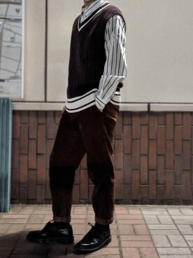 「Dr. Martens（ドクターマーチン）の［UNISEX/ユニセックス］Dr.Martens ドクターマーチン 3EYE GIBSON 1461 MONO 3ホール ギブソン シューズ（ドレスシューズ）」を使った、なーかわさん（メンズ・165cm）の春コーディネート