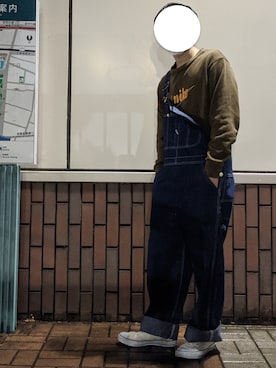 「アイテム（サロペット/オーバーオール）」を使った、なーかわさん（メンズ・165cm・20代）の春コーディネート