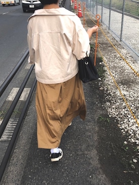 「茶色」｜「アイテム（その他アウター）」を使った、akariさん（レディース・156cm）の夏コーディネート